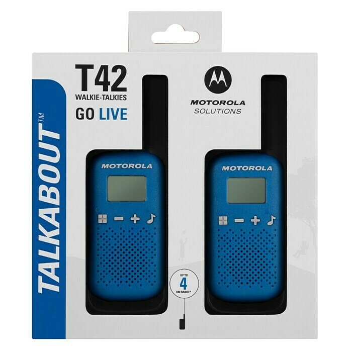 Motorola Solutions Walkie Talkie Talkabout T42Reichweite ca.: 4 km, Blau/Schwarz Front View