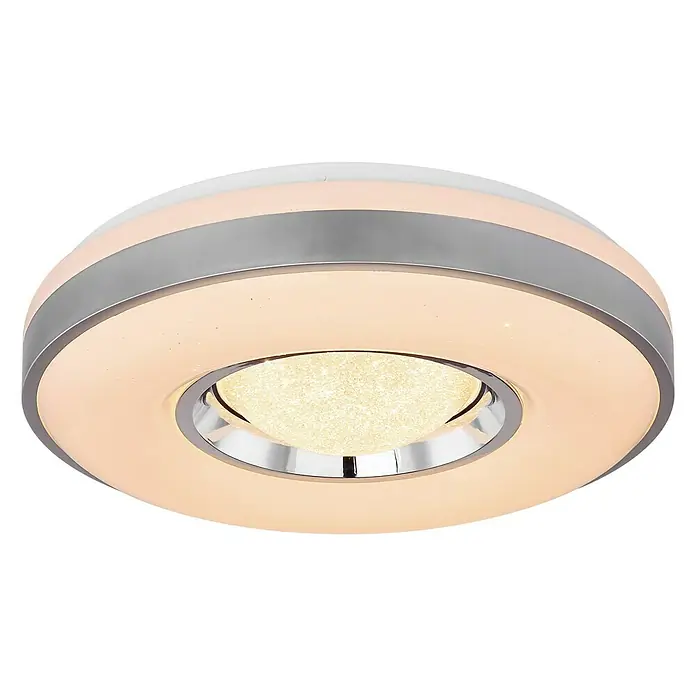 Lavida Plafón LED redondo - 24 W, Ø x Al: 410 mm x 10 cm, Blanco, Blanco cálido - Plafón LED moderno con detalles cromados y luz blanca cálida, ideal para interiores elegantes.