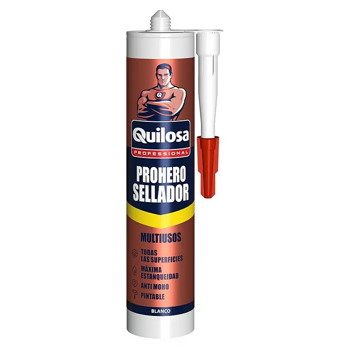 Quilosa Sellador Prohero - Blanco, 290 ml - Quilosa Pro Hero Sellador: Sellador multiusos para todas las superficies, máxima estanqueidad, anti moho y pintable en color blanco.