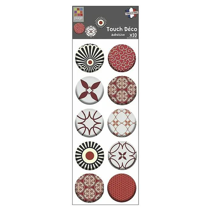 Vinilo de pared 3D Geometría roja - Plástico - Adhesivos decorativos Touch Déco con diez decoraciones autoadhesivas para un diseño de superficie individual.