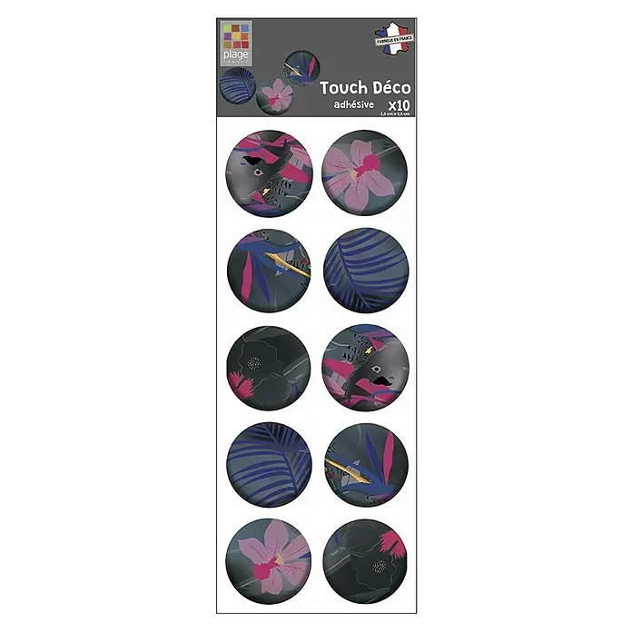 Vinilo de pared 3D Vegetación azul - Plástico - Imagen del producto: Juego decorativo de 10 adhesivos Touch Déco autoadhesivos, ideal para personalizar superficies fácilmente.