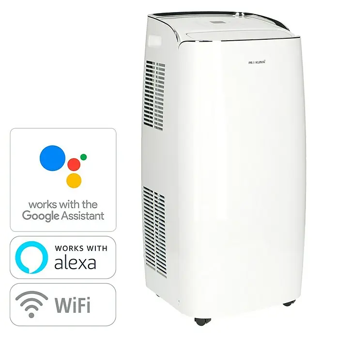 PR Klima Aire acondicionado portátil Moma - 3.500 W, Tamaño de la estancia: 35 m², Blanco - Aire acondicionado portátil inteligente con Google Assistant, Alexa y Wi-Fi para un control climático cómodo.
