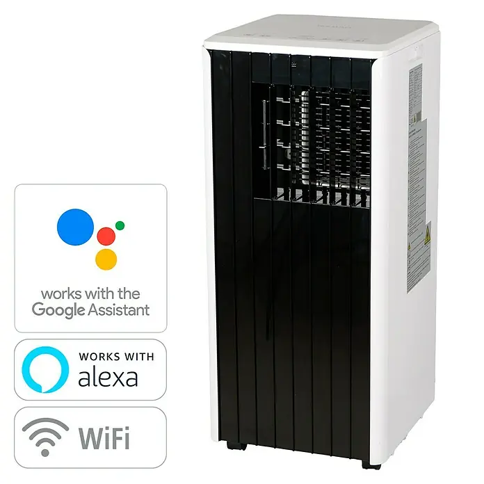 Voltomat Aire acondicionado portátil WiFi Khione - 2.600 W, Tamaño de la estancia: 26 m², Negro - Aire acondicionado portátil con Google Assistant, Alexa y Wi-Fi para un control cómodo.