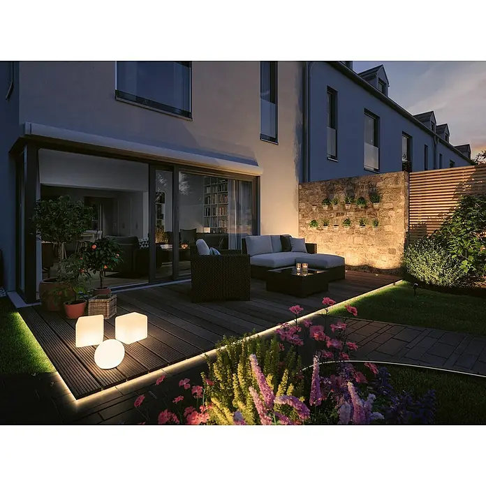 Paulmann Plug & Shine Basis-Set LED-Gartenstrahler Pike Smart Home Zigbee 3.0 - Anthrazit, Ø x H: 5 x 22,5 cm, 4,5 W, Per App steuerbar, IP44, 3 Stk. - Beleuchteter Garten mit modernen Gartenmöbeln und stimmungsvoller Außenbeleuchtung für entspannte Abende im Freien.
