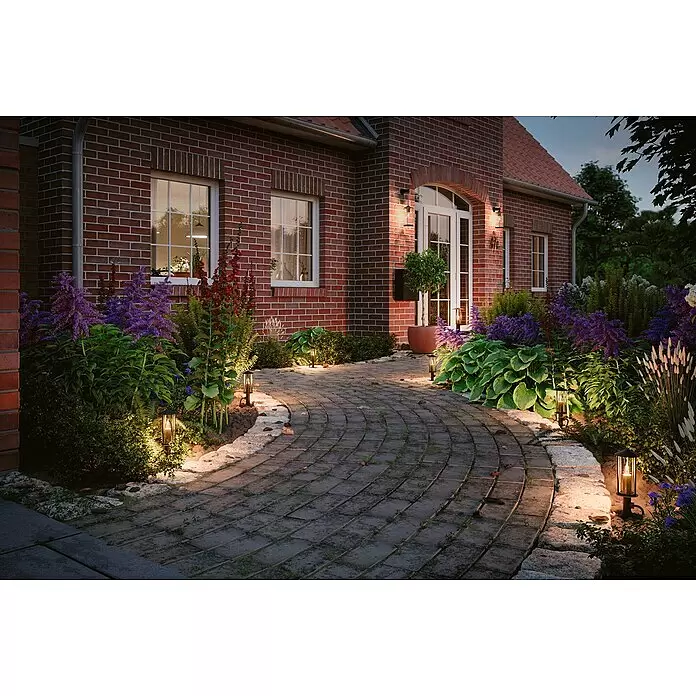 Paulmann Plug & Shine LED-Gartenstrahler Minipoller - Ø x H: 8 x 22 cm, 2 W, Anthrazit, IP44 - Stimmungsaufnahme