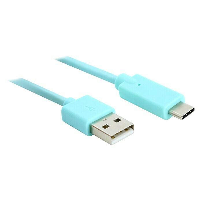 Metronic Cable USB Mooov (Largo: 1 m, Clavija USB A, clavija USB C, Azul claro)