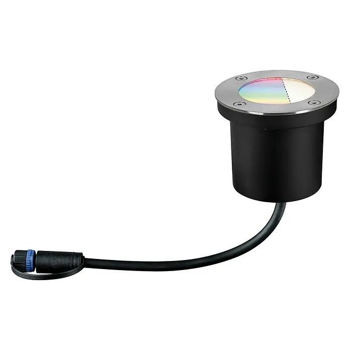 Paulmann Plug & Shine Foco para empotrar en suelo - 3,6 W, Plata, Ø x Al: 9,6 x 9,2 cm - Foco empotrable con marco de acero inoxidable y conexión de cable para exteriores. Iluminación de alta calidad para jardines y caminos.