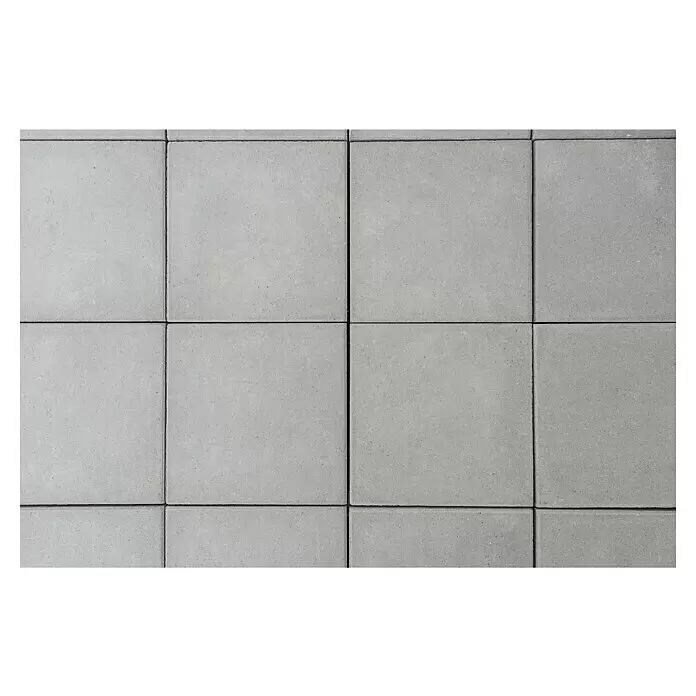 Diephaus Gehwegplatte - 50 x 50 x 4 cm, Grau, Beton - Quadratische graue Betonpflasterplatten in einem Rastermuster angeordnet.