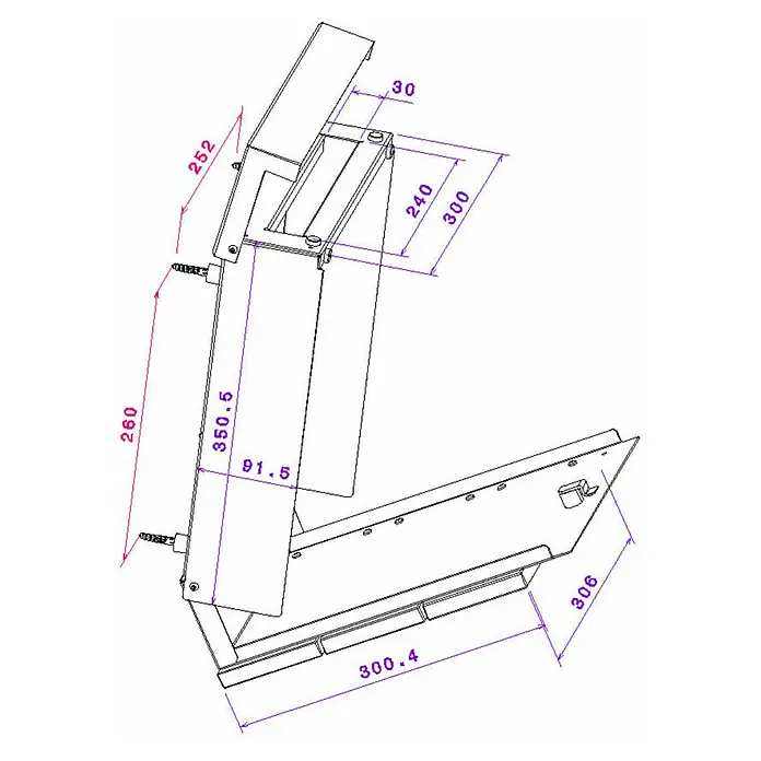 Metzler Wandbriefkasten Masiva - L x B x H: 11,2 x 33 x 35 cm, Braun/Silber, Edelstahl - Detaillierte technische Zeichnung eines Lüftungssystems mit Maßangaben. Die Draufsicht zeigt alle relevanten Abmessungen des Geräts.