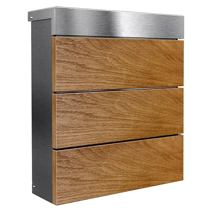 Metzler Wandbriefkasten Masiva - L x B x H: 11,2 x 33 x 35 cm, Braun/Silber, Edelstahl - Der moderne Briefkasten aus Edelstahl und Holz ist eine stilvolle Ergänzung für jeden Eingangsbereich. Praktisch und ästhetisch.