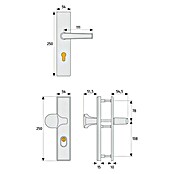 Abus Schutzbeschlag HLZS814 (Hauseingangstür, Aluminium, Türstärke: 52 - 72 mm, Drücker beidseitig, Form Schild: Eckig)