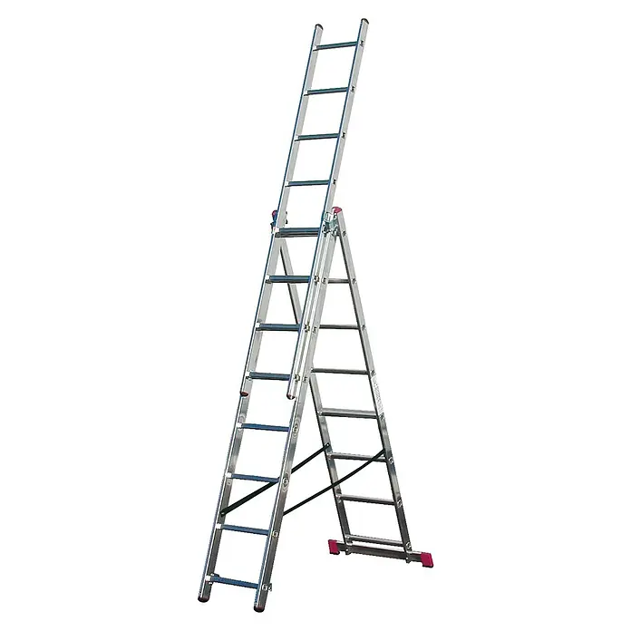 Krause Corda Mehrzweckleiter - Anzahl Tritte: 24 Stk., Arbeitshöhe: 5,4 m, Belastbarkeit: 150 kg, Aluminium, Treppengängig - Eine Mehrzweckleiter aus Aluminium mit ausziehbaren Teilen, die sowohl als Anlege- als auch als Stehleiter genutzt werden kann.