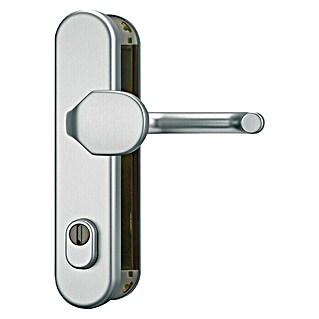 Abus Schutzbeschlag HLZS814 (Hauseingangstür, Aluminium, Türstärke: 52 mm - 72 mm, Knopf außen, Drücker innen, Form Schild: Abgerundet)