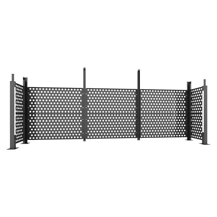 Allview Wandelement Calux - Passend für: Allview Calux Doppelcarport, 565 x 170 cm - Grauer, moderner Sichtschutz mit dekorativen Löchern, ideal für Privatsphäre und stilvolles Design im Außenbereich.