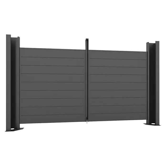 Allview Wandelement Cubus Endwand - Passend für: Allview Einzelcarport Cubus - Graues, modernes Gartentor mit horizontalen Paneelen, das Privatsphäre und Sicherheit bietet. Ideal für moderne Häuser.