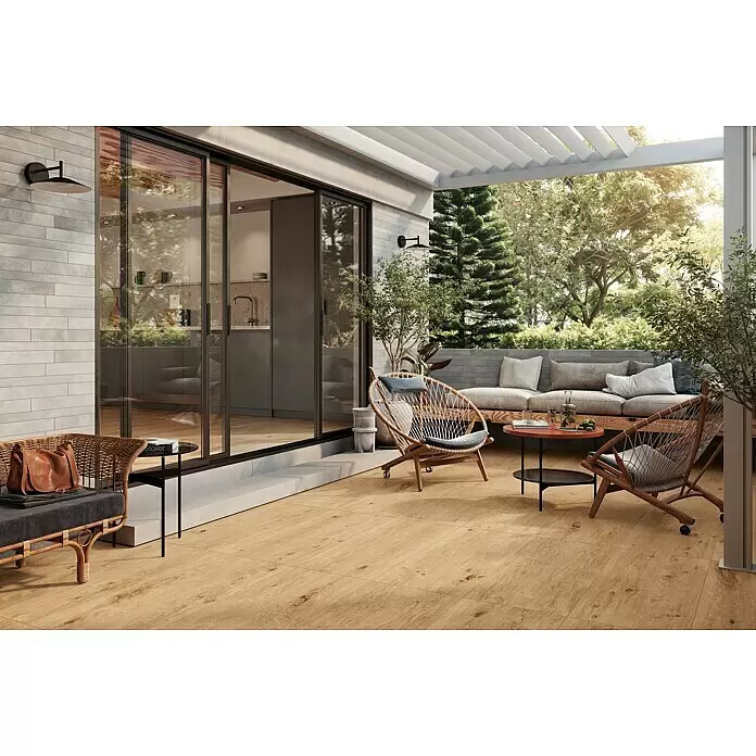 Atlas Concorde Solution Terrassenfliese Kortex Golden45 x 90 x 2 cm, Hellbraun, Matt