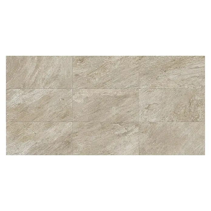 Atlas Concorde Solution Regent Terrassenfliese Ivory - 45 x 90 x 2 cm, Beige/Braun, Matt - Nahaufnahme von keramischen Bodenfliesen mit einem Muster, das an Naturstein erinnert, ideal für moderne Innenräume.