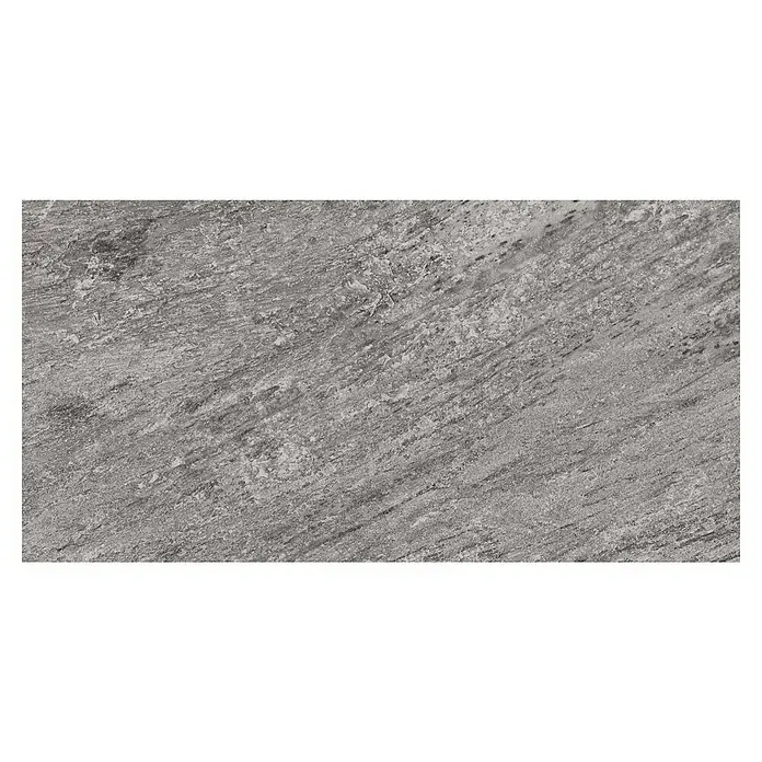 Atlas Concorde Solution Regent Terrassenfliese Silver - 45 x 90 x 2 cm, Silbergrau, Matt - Bild eines grau-marmorierten Keramikprodukts mit subtilen Mustern und einer leicht strukturierten Oberfläche. Ideal für moderne Innendesigns.