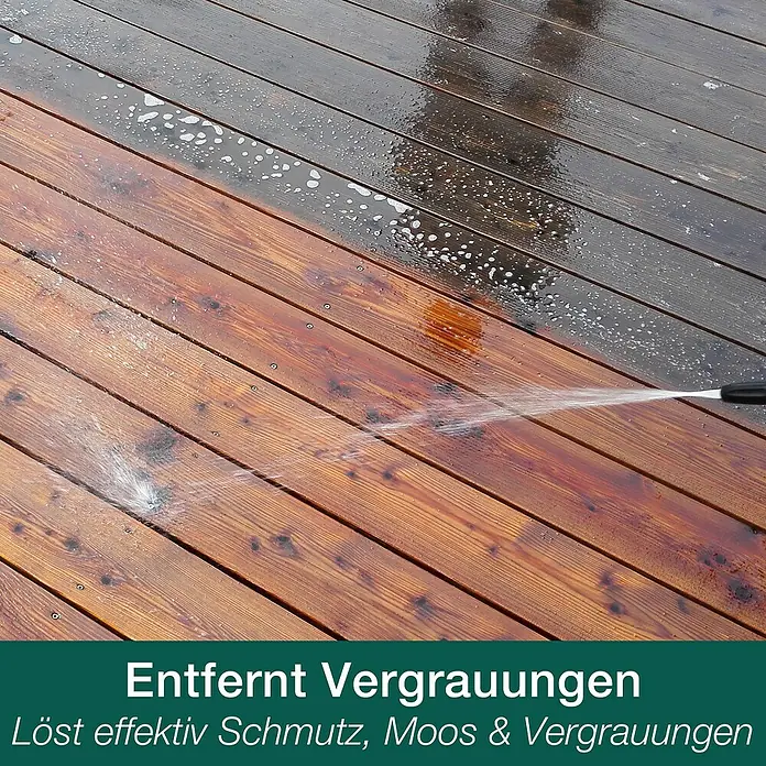 Bona Holz-Entgrauer - 1 l - Reinigung einer Holzterrasse mit Hochdruckreiniger. Effektive Schmutz-, Moos- und Vergrauungsentfernung für eine strahlende Terrasse.