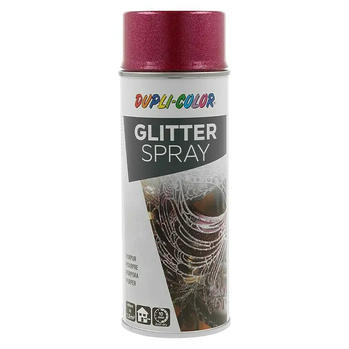 Dupli-Color Effect Sprühlack Glitter Spray - Purpur Transparent, Matt, 400 ml - Dose Dupli-Color Glitterspray in Lila, ideal zum kreativen Gestalten und Dekorieren verschiedener Oberflächen.