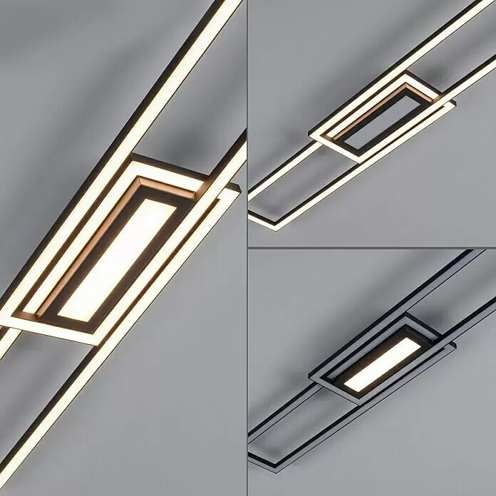 Just Light LED-Deckenleuchte Asmin - 48 W, 95 x 17,5 cm, Schwarz, Warmweiß - Moderne LED-Pendelleuchte mit rechteckigen schwarzen und bronzenen Rahmen und integrierten hellen LED-Streifen.