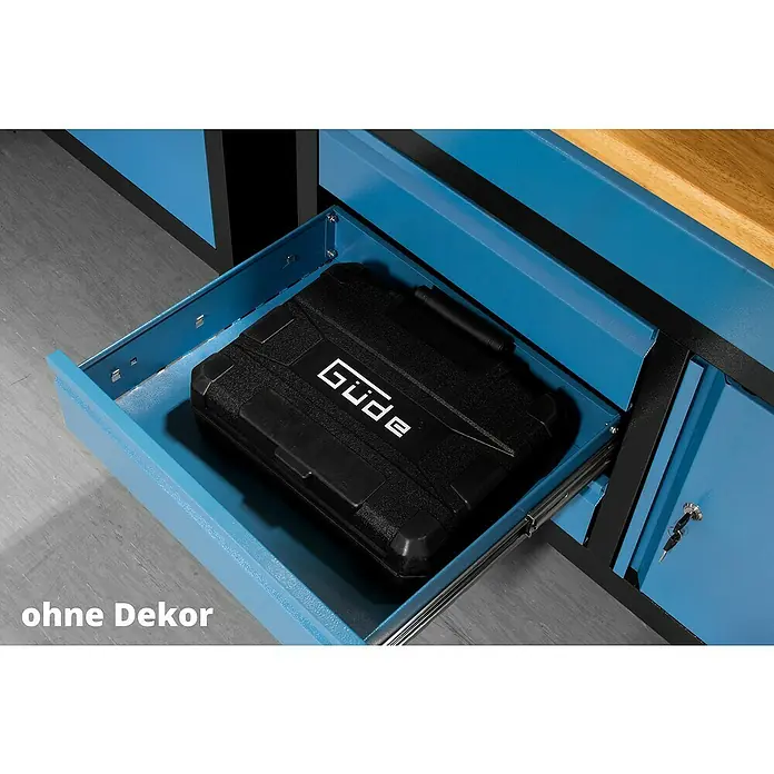 Güde Werkbank GW 3/1 - L x B x H: 60 x 120 x 85 cm, Anzahl Schubladen: 4 Stk. - Schublade mit Güde Werkzeugkoffer.