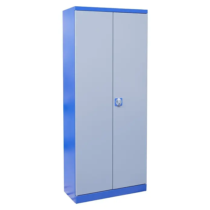 Güde Werkzeugschrank Typ B - 38 x 79 x 193 cm - Ein zweitüriger Stahlschrank in Blau und Grau, ideal für die Aufbewahrung im Büro oder Lager. Er bietet viel Stauraum.