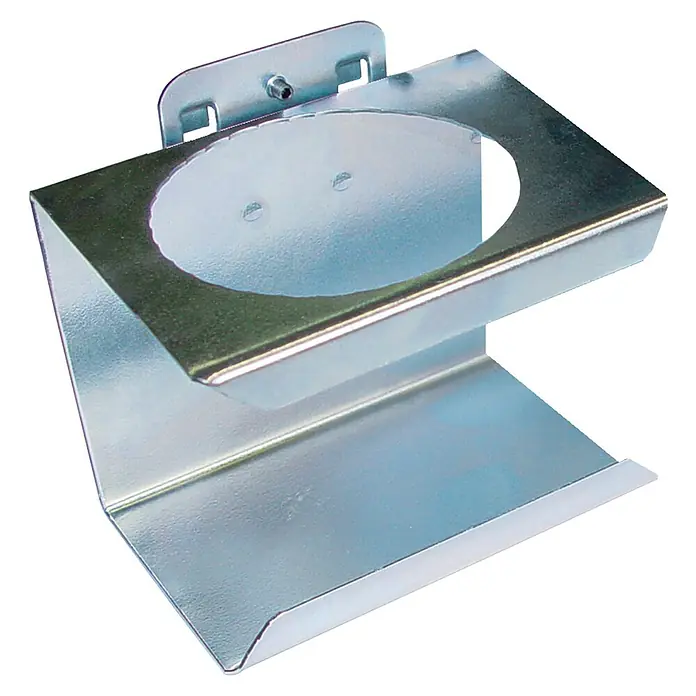 Güde Werkzeughalter - Passend für: Dosen mit einem Durchmesser von 7cm - Metallhalterung für Flüssigkeiten. Der Halter ist silberfarben, stabil und zur Wandmontage geeignet. Ideal für Labor oder Werkstatt.