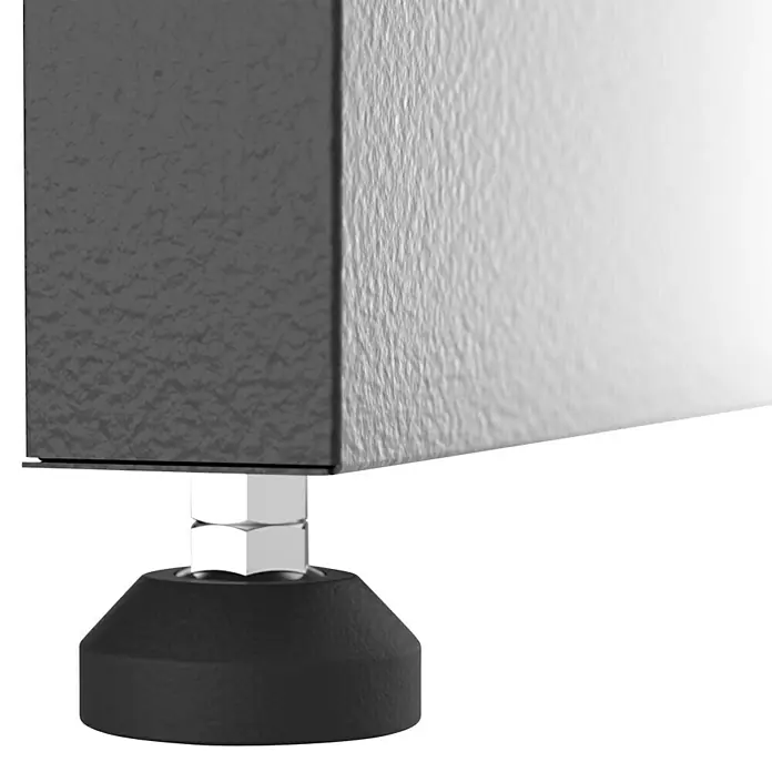Güde Werkbank GW 3/1 - L x B x H: 60 x 120 x 85 cm, Anzahl Schubladen: 4 Stk. - Nahaufnahme einer justierbaren Gerätefuß für eine gleichmäßige und sichere Aufstellung.