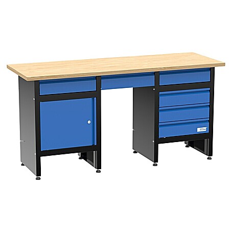 Güde Werkbank GW 6/1 XL (L x B x H: 60 x 171,2 x 85 cm, Anzahl Schubladen: 6 Stk., Blau/Schwarz)