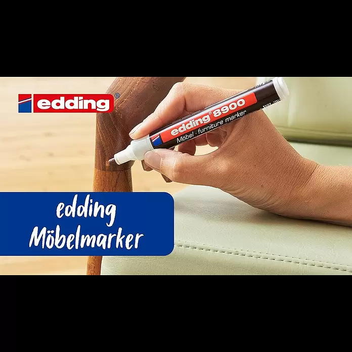 Edding Marcador permanente para muebles - Grosor de trazo: 1,5 mm - 2 mm, Negro - Marcador para muebles