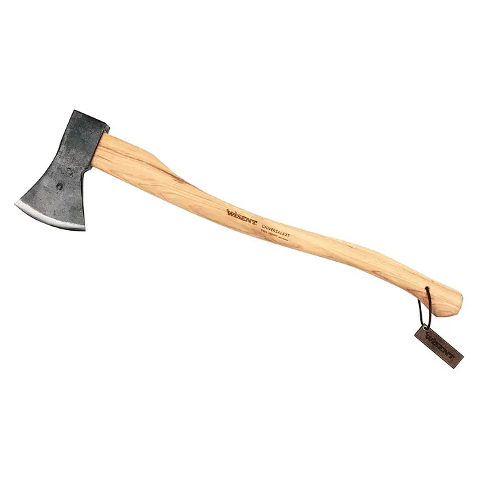 Wisent Universalaxt - Gewicht Kopf: 1.250 g, Länge Stiel: 700 mm - Axt der Marke Wisent mit Holzgriff und Lederschildchen, ideal für Holzbearbeitung und Outdoor-Aktivitäten.