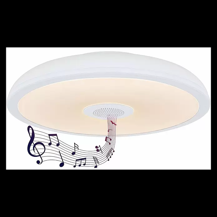 Globo Plafón LED redondo Raffy con altavoz - 18 W, Ø x Al: 28 x 5,5 cm, Blanco, RGBW, Altavoz - Globo Lighting RAFFY