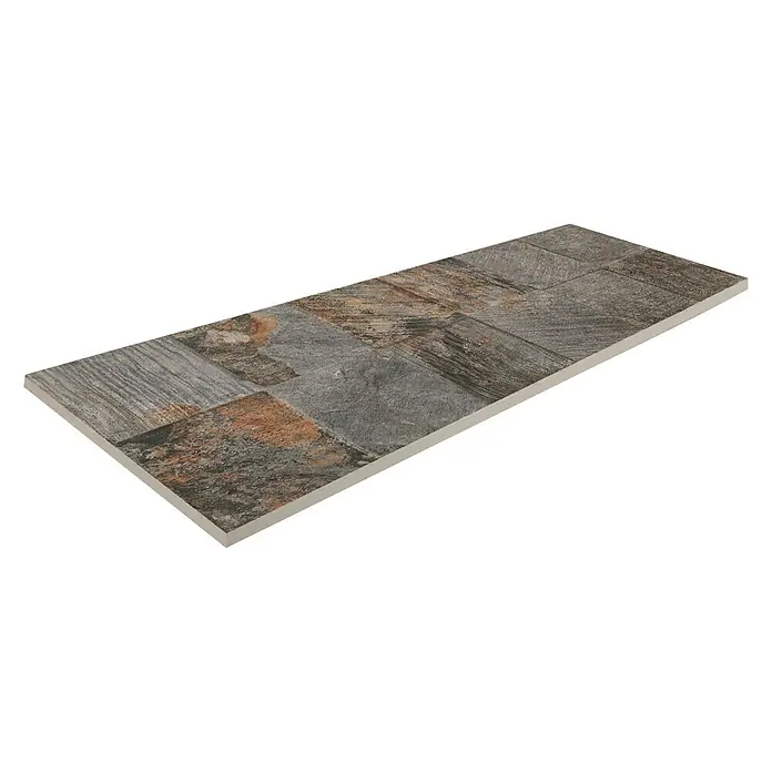 Verblendstein Arosa Gris - 60 x 20 cm, Grau, Steinoptik - Rechteckige, mehrfarbige Bodenfliese mit Steinmuster, ideal für Innenräume. Die Fliese zeichnet sich durch ihre robuste und stilvolle Optik aus.
