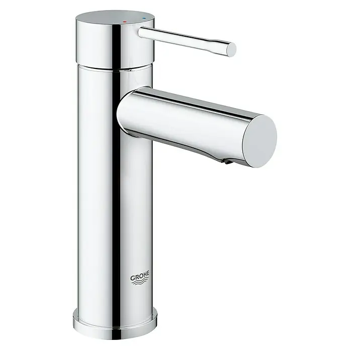 Grohe Essence New Waschtischarmatur S-Size - Höhe: 17,4 cm, Chrom, Glänzend - Hochglanzpolierter, moderner Wasserhahn von Grohe mit minimalistischem Design und intuitiver Bedienung. Perfekt für jedes Badezimmer.