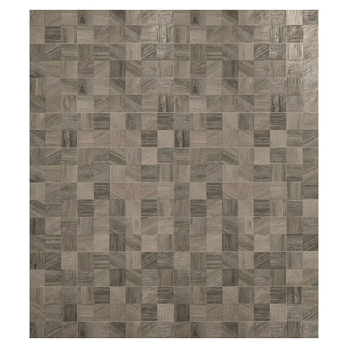 Verblendstein Sakura Gris - 60 x 20 cm, Steinoptik - Quadratische Holzmosaikfliese in verschiedenen Brauntönen für ein modernes und stilvolles Interieur.
