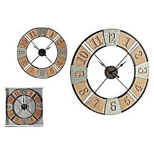 Reloj de pared rústico (Diámetro: 60 cm, 60 x 60 cm, Plateado/Marrón)