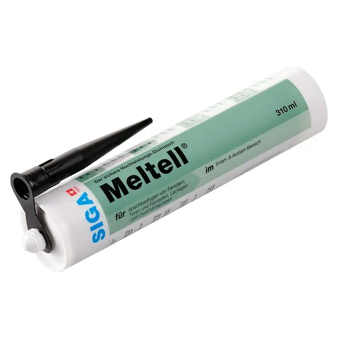 Siga Dichtmasse Meltell - 310 ml, Schwarz - SIGA Meltell Dichtstoff: Hochleistungsdichtstoff für Fenster-, Tür- und Fassadenanschluss, ideal für Innen- und Außenbereiche.