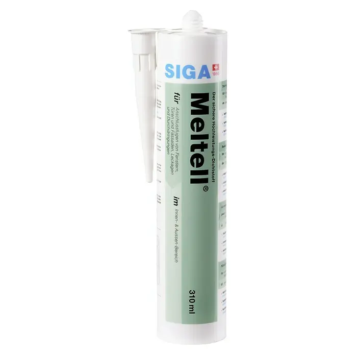 Siga Dichtmasse Meltell310 ml, Weiß - SIGA Meltell® Dichtstoffkartusche 310ml für Anschlussfugen an Fenstern, Türen, Fassaden, Leckagen und Durchdringungen im Innen- & Aussen-Bereich.