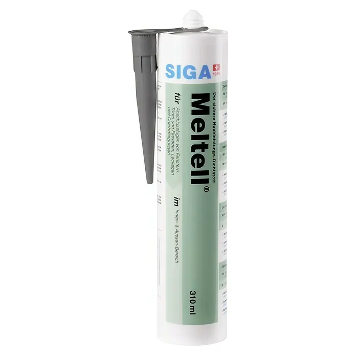 Siga Dichtmasse Meltell - 310 ml, Anthrazit - SIGA Meltell® Hochleistungs-Dichtstoff für Anschlussfugen an Fenstern, Türen, Fassaden und Durchdringungen. Für Innen- & Aussen-Bereiche.