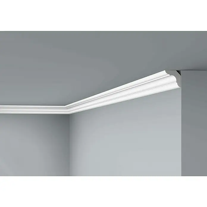 Nmc Decoflair Zierprofil Deckenleiste D21 - 2 Stk., 2 m x 30 mm x 30 mm, Extrudiertes Polystyrol (XPS) - Elegante weiße Zierleiste an Wand und Decke, die einen stilvollen Übergang zwischen den Flächen bildet und dem Raum eine edle Note verleiht.