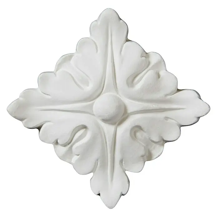 Nmc Decoflair Rosette M50 - 10 x 10 cm, Hochverdichteter Polyurethanschaum (PU), Weiß, 2 Stk. - Elegantes Ornament aus Gips, ein dekoratives Element für die Inneneinrichtung, das mit seiner filigranen Blattstruktur einen Hauch von Klassik verleiht.