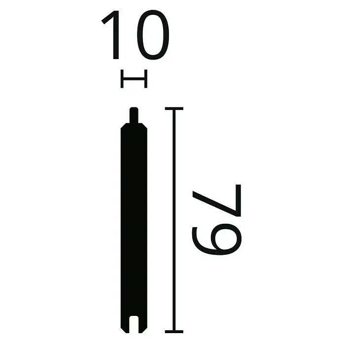 Nmc Decoflair Wandpaneel CP1 - 5 Stk., Weiß, 1,22 m x 79 mm, Hochverdichtetes extrudiertes Polymer (HDPS) - Technische Zeichnung eines Stifts mit den Maßen 10 und 79, detaillierte Produktdarstellung für technische Zwecke.