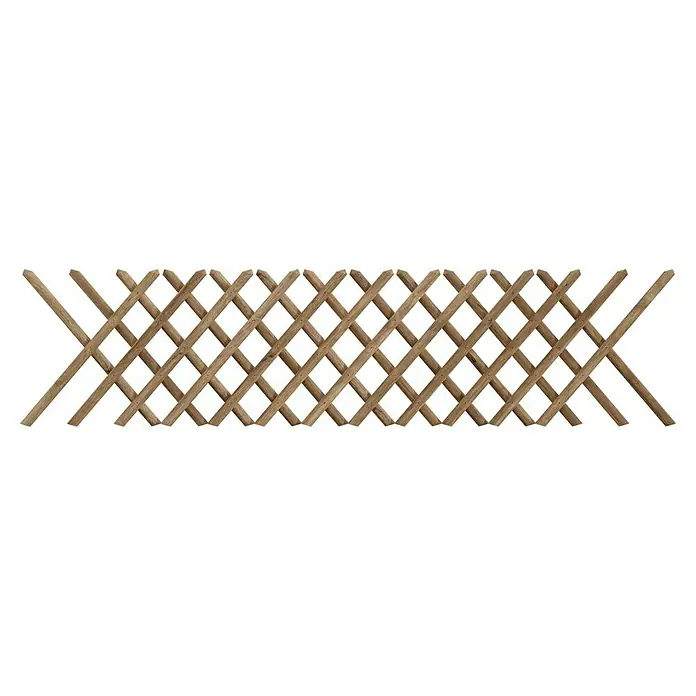 T & J Jägerzaun - 250 x 60 cm, Holz - Eine braune, ausziebare Holzspalier-Gartenzaun, die sich ideal als Rankhilfe für Pflanzen eignet und eine natürliche Optik bietet.