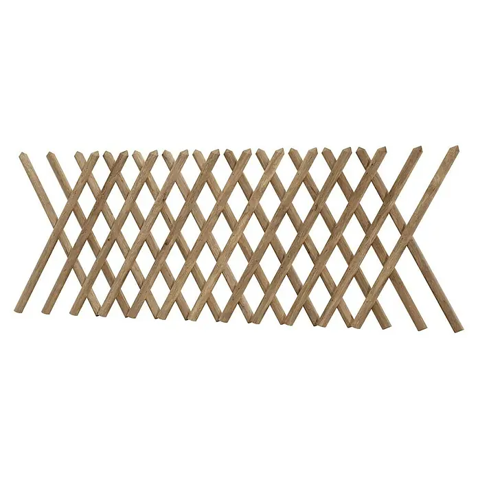 T & J Jägerzaun - 250 x 80 cm, Holz - Eine ausziehbare Holzspalierwand in Braun für Garten, Terrasse und Balkon zur dekorativen Abgrenzung und Bepflanzung.