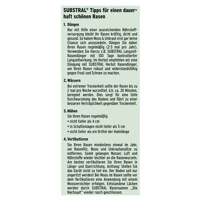 Substral Rasensamen Der Robuste - 2 kg, Saatgut ausreichend für: 100 m² - SUBSTRAL Tipps für einen dauerhaft schönen Rasen: Dünge-, Wässer-, Mäh- und Vertikutier-Anleitung für einen gesunden Rasen.