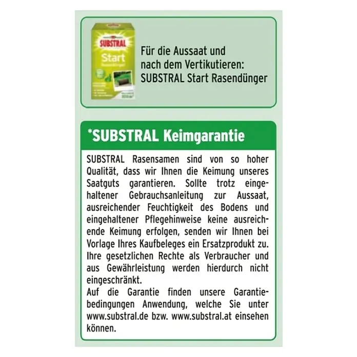 Substral Rasensamen Der Robuste - 2 kg, Saatgut ausreichend für: 100 m² - SUBSTRAL Start Rasendünger: Für die Aussaat und nach dem Vertikutieren. Keimgarantie bei hoher Qualität und Einhaltung der Gebrauchsanleitung.