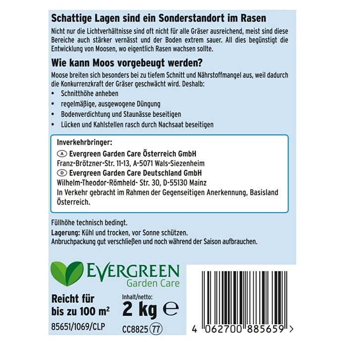 Substral Rasensamen Schattig1 kg, 50 m² Back View