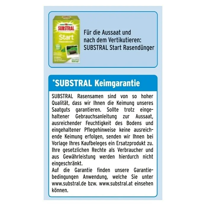 Substral Rasensamen Der Schattige - 1 kg, 50 m² - Substral Start Rasendünger: Für die Aussaat und nach dem Vertikutieren. Keimgarantie für hochwertigen Rasensamen.