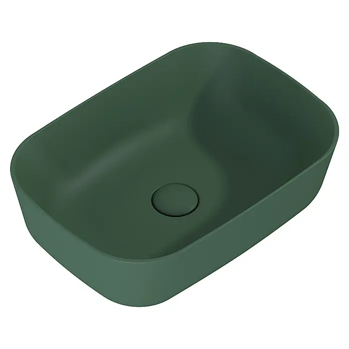 Inspira Aufsatzwaschbecken - 45,5 x 32,5 cm, Keramik, Forest Green - Grüne Aufsatzwaschbecken für Badezimmer. Das Waschbecken hat eine rechteckige Form und ein modernes Design, ideal für stilvolle Badezimmer.